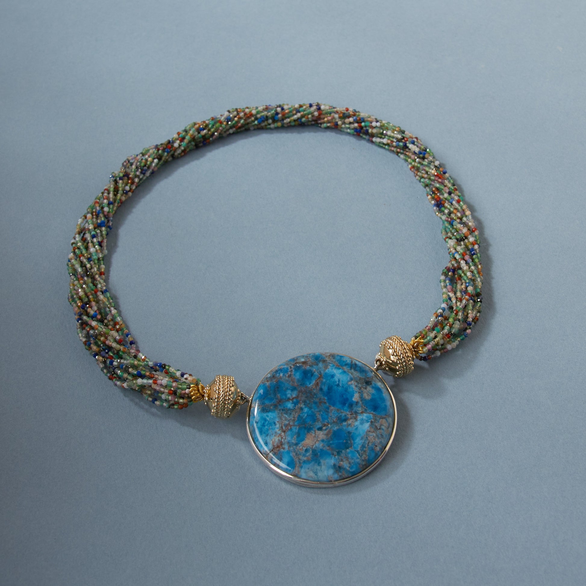 Blue Apatitie Round Cabochon Centerpiece