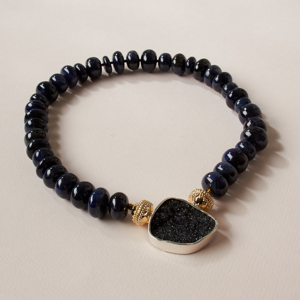 Medium Black Druzy Oblong Bead Centerpiece