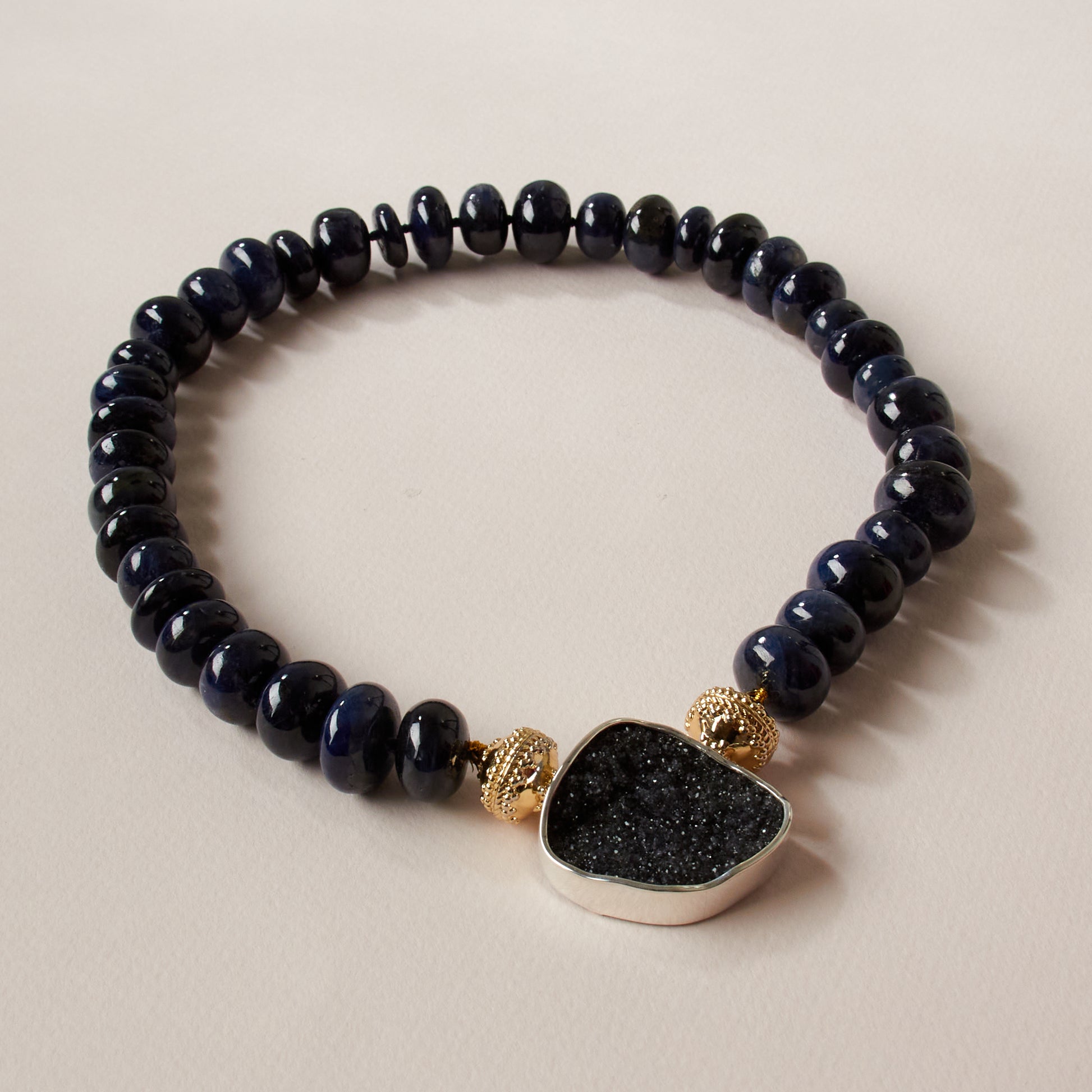Medium Black Druzy Oblong Bead Centerpiece