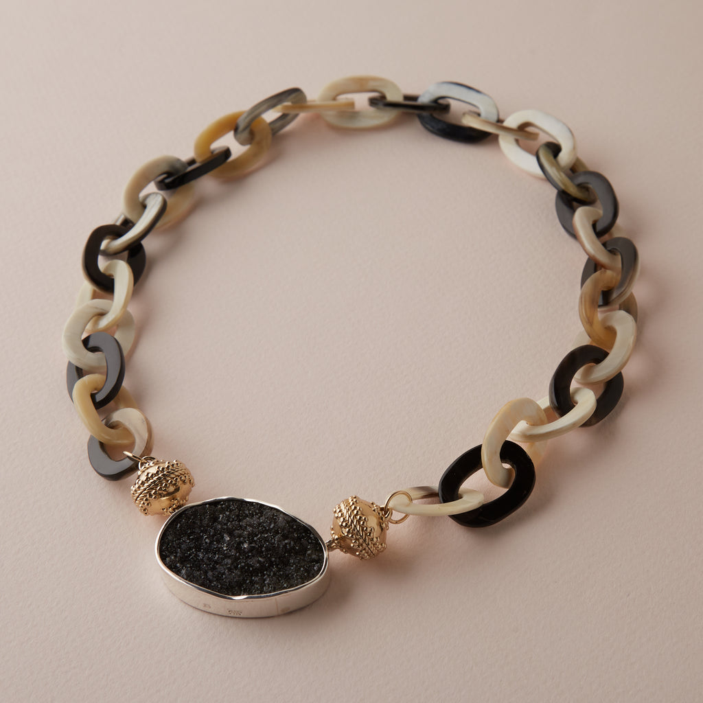 Mixed Color Buffalo Horn 24mm Link Necklace