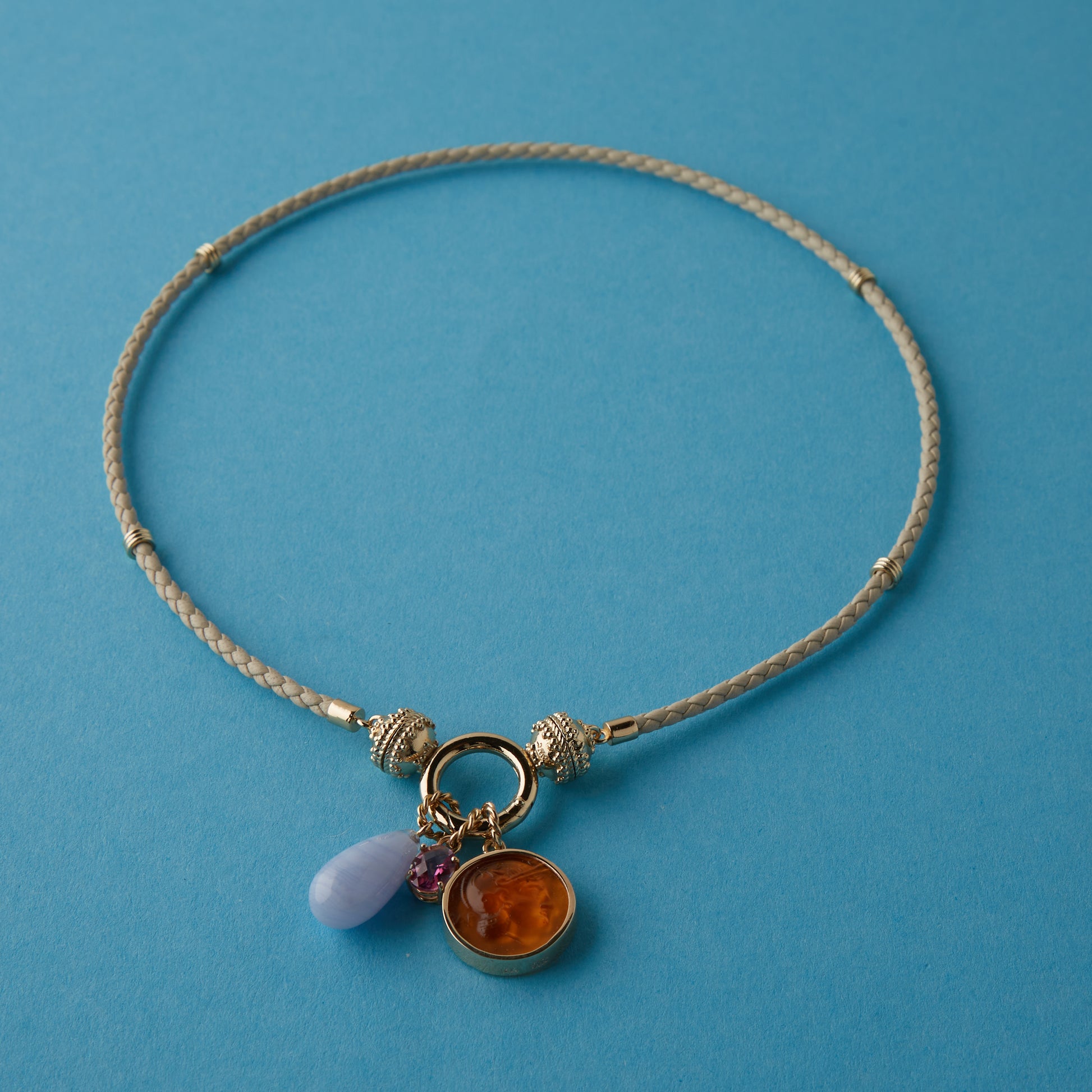 14K Blue Lace Agate Charm