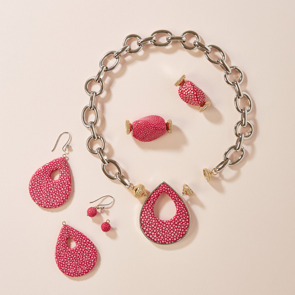 Hot Pink Stingray Earring Drops