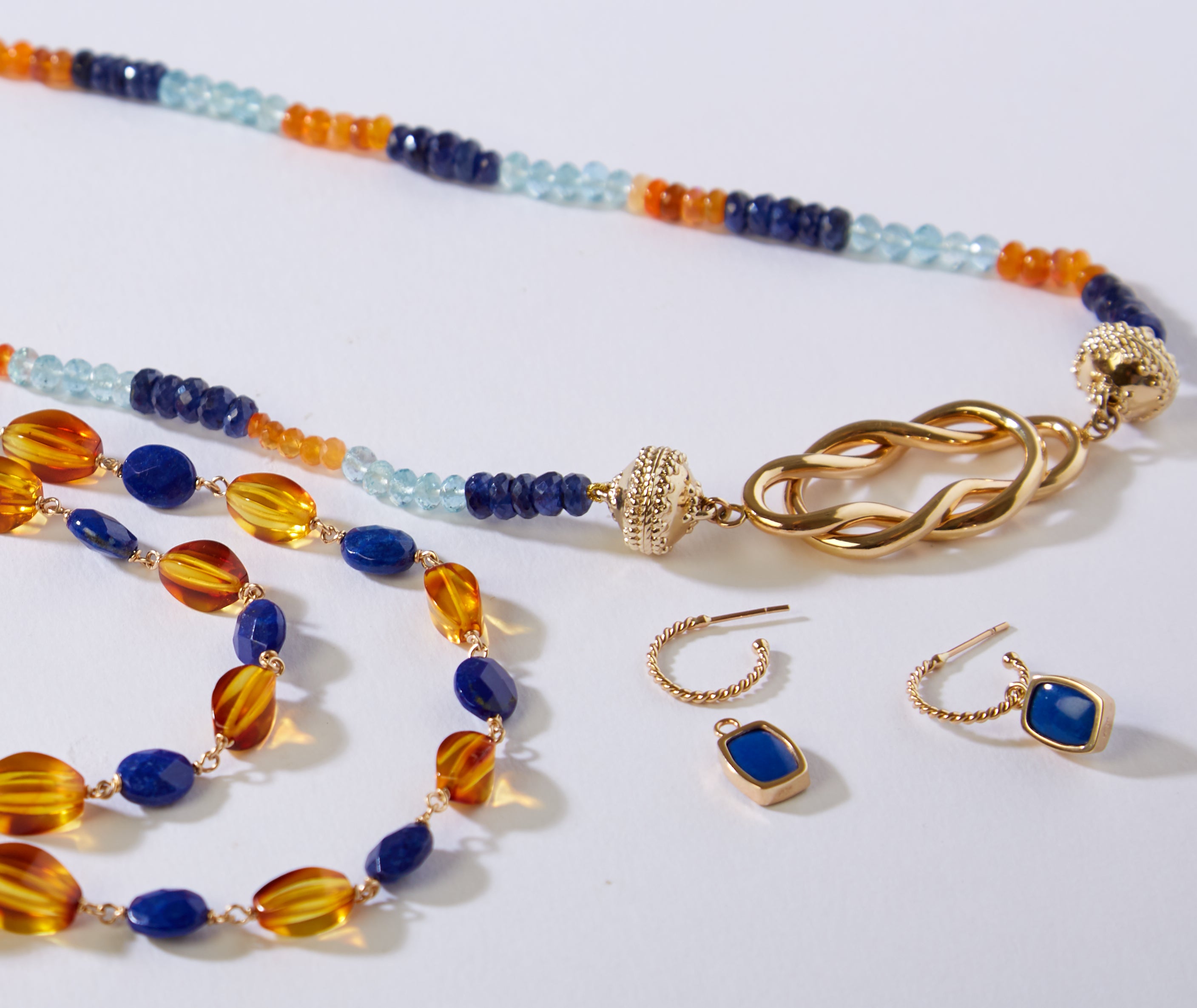Aquamarine, Blue Sapphire, & Ethiopian Opal Necklace