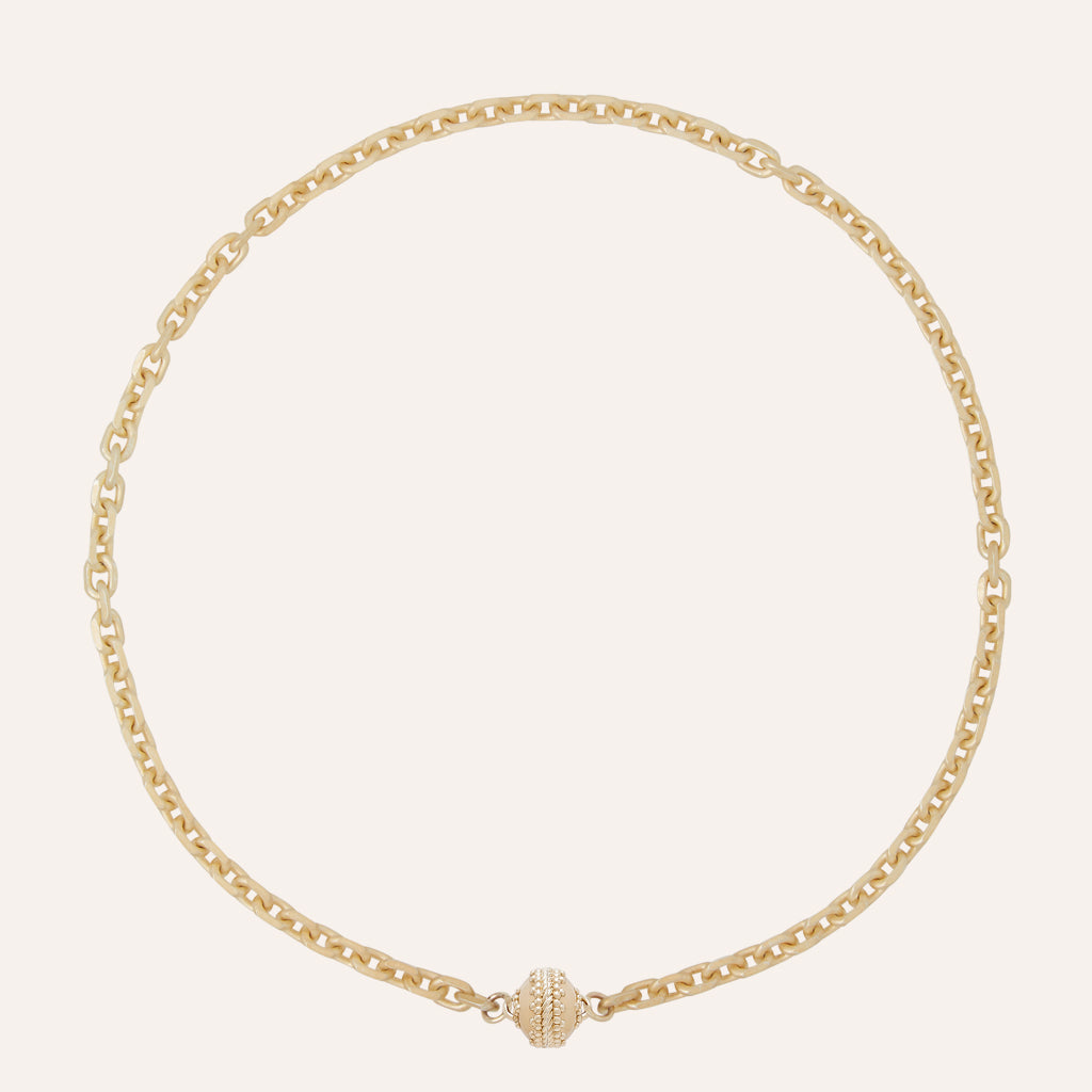 Brushed 14K Gold Fill Oval Link Chain Mini Necklace