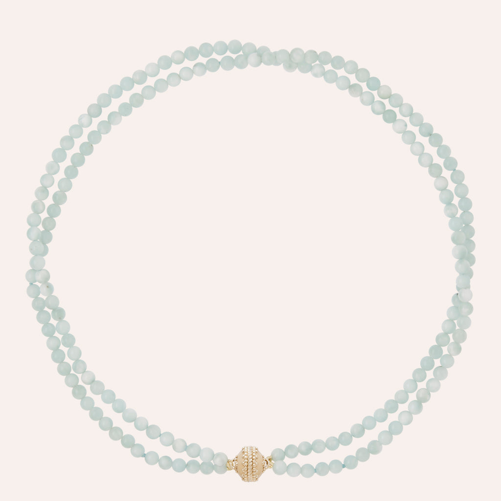 Victoire 4mm Green Angelite Double Strand Mini Necklace