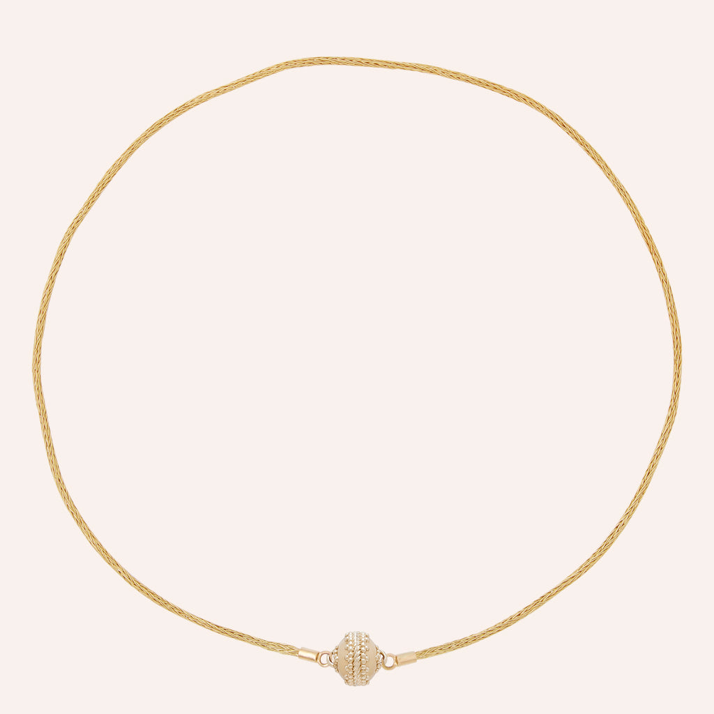 18k Yellow Gold Woven Chain Mini Necklace