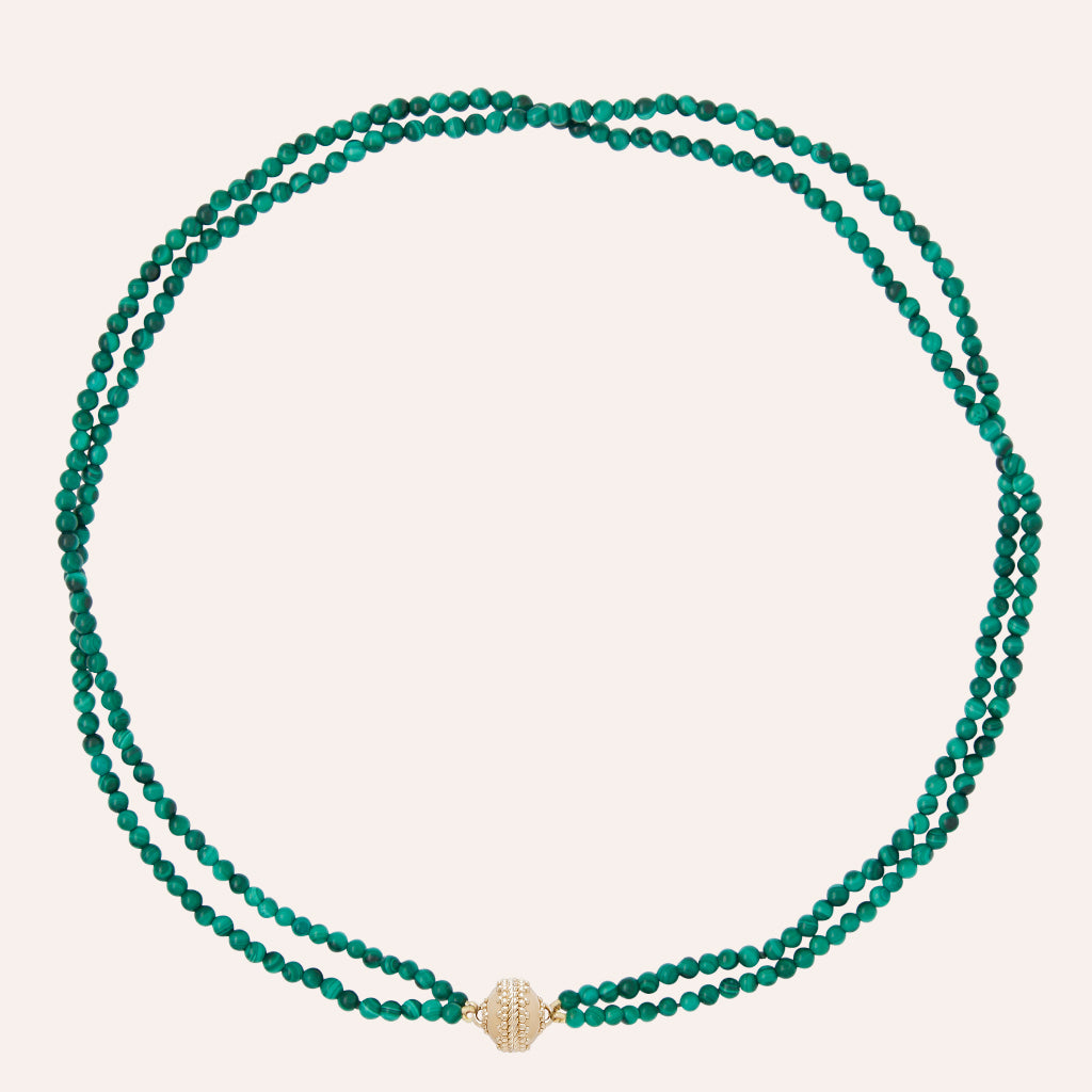 Victoire 2mm Green Malachite Double Strand Mini Necklace