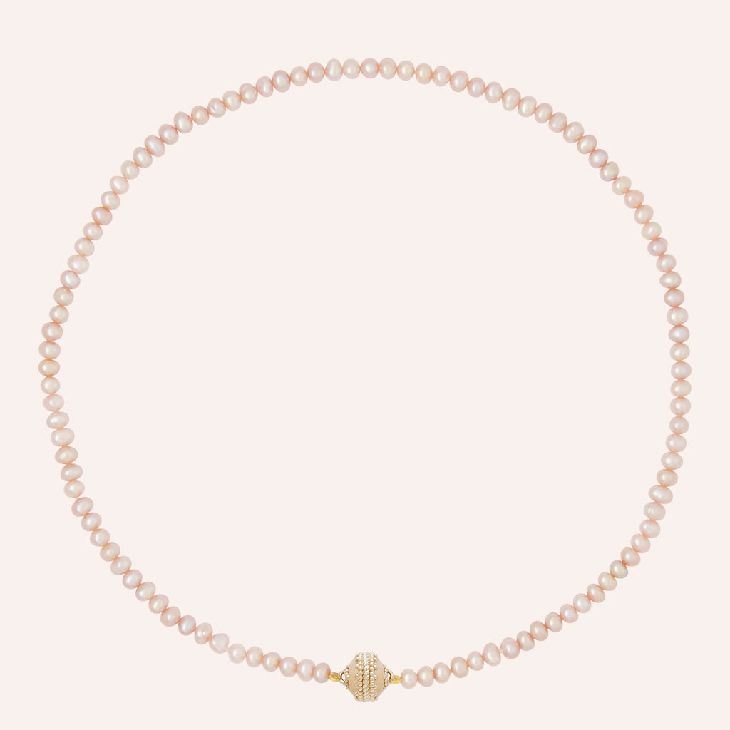 Pink Freshwater 4mm Potato Pearl Mini Necklace