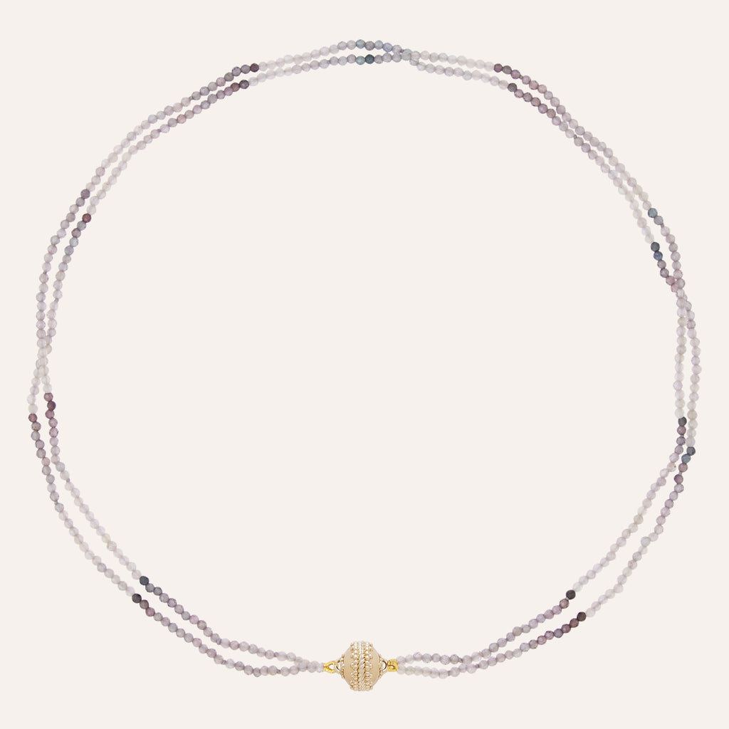 Michel 2mm Ombre Blue Spinel Double Strand Mini Necklace
