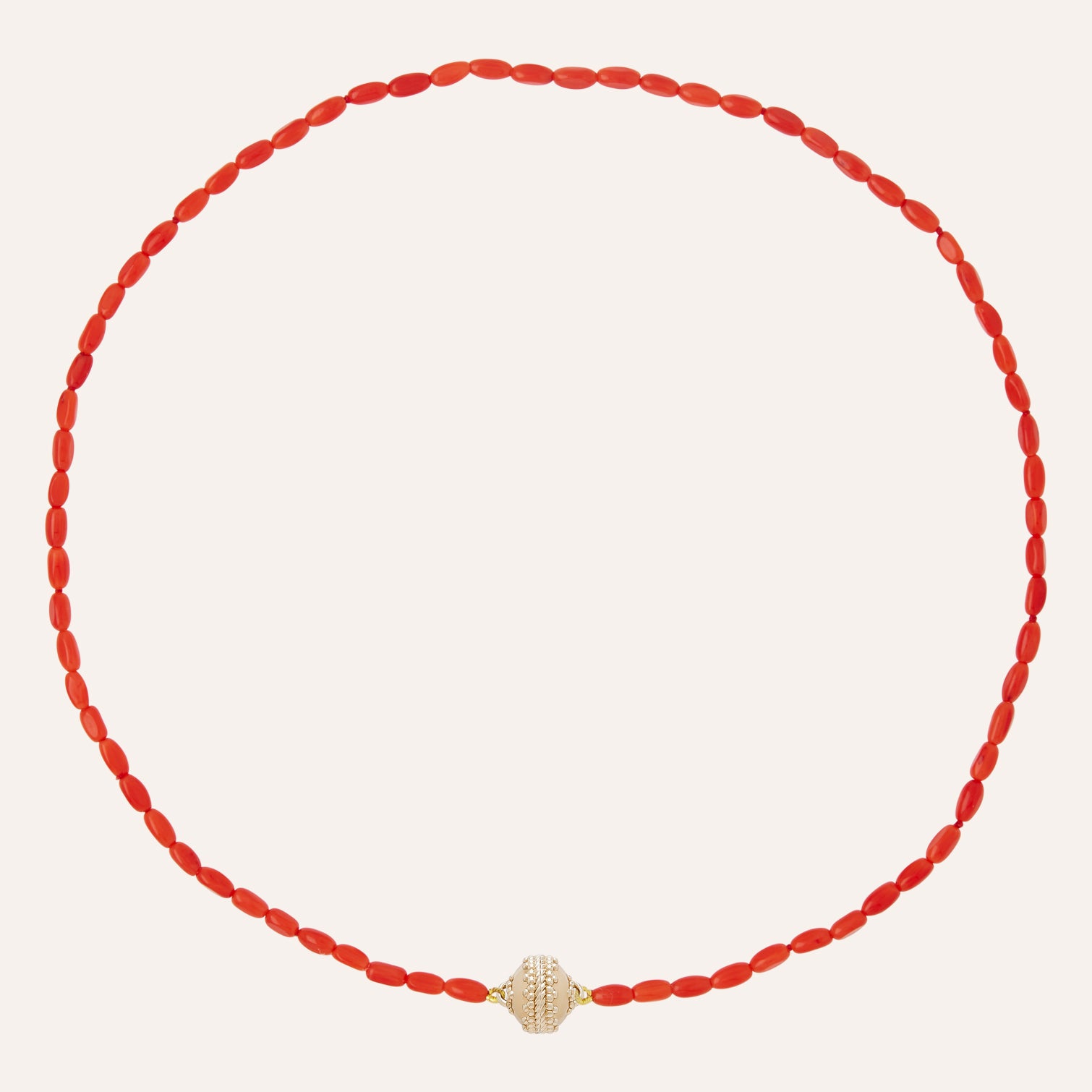 Coral Dyed Rice Bamboo Mini Necklace