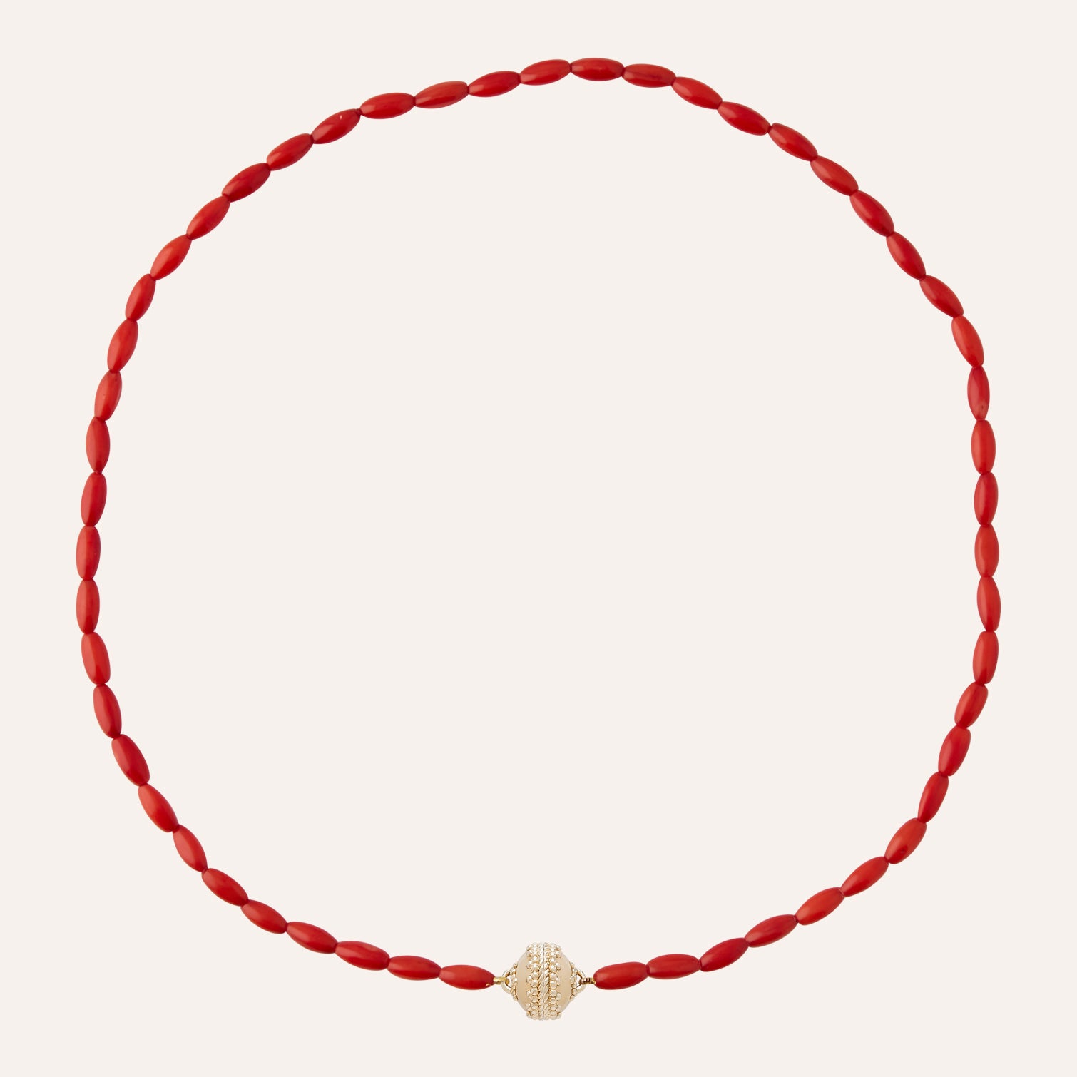 Red Dyed Rice Bamboo Mini Necklace