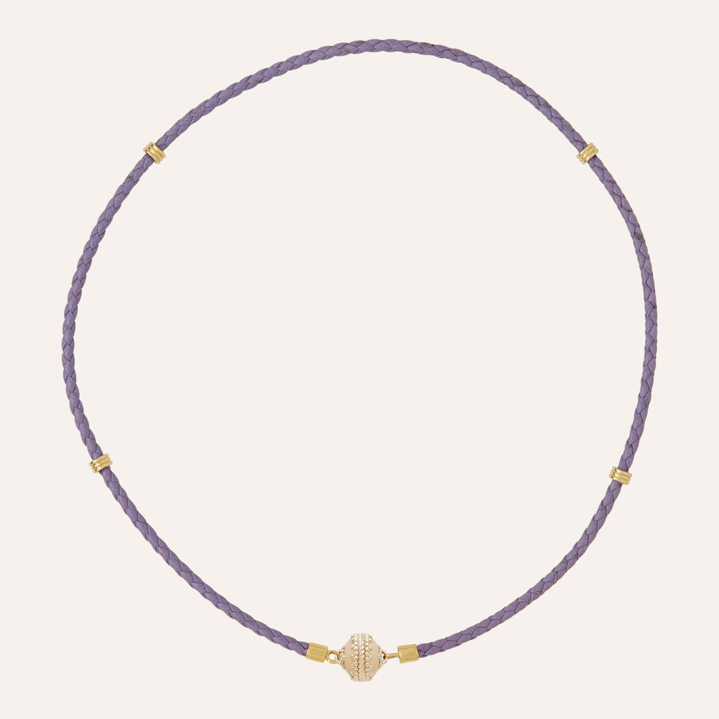 Aspen Braided Leather Lavender Mini Necklace