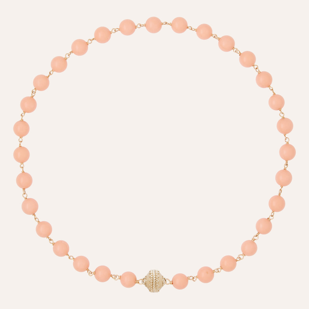 Caspian Victoire 8mm Reconstituted Peach Coral Mini Necklace
