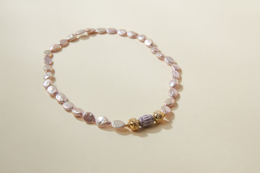 Freshwater Mauve Coin Pearl Mini Necklace