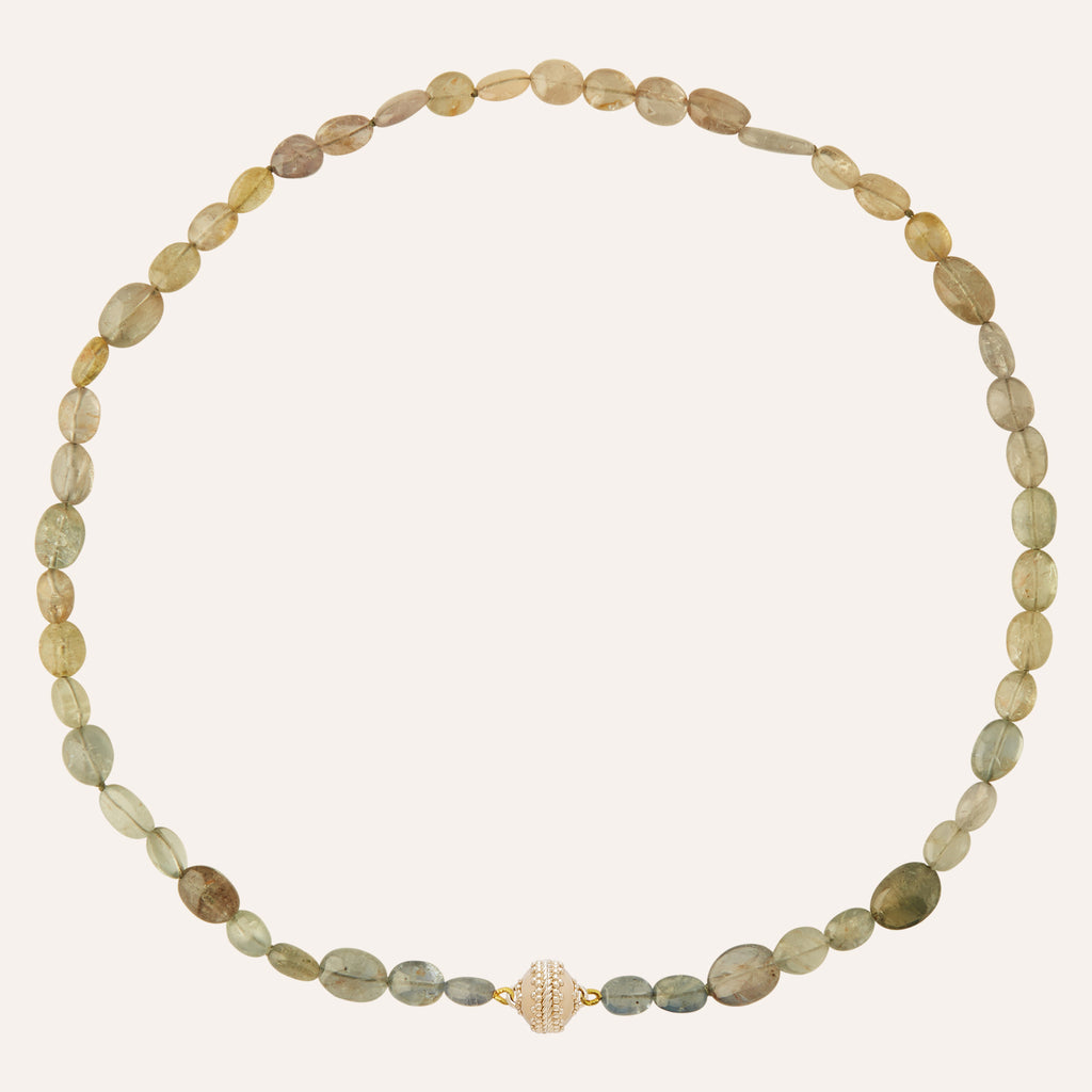 Multicolor Dark Sapphire 4mm Tumbled Beaded Mini Necklace