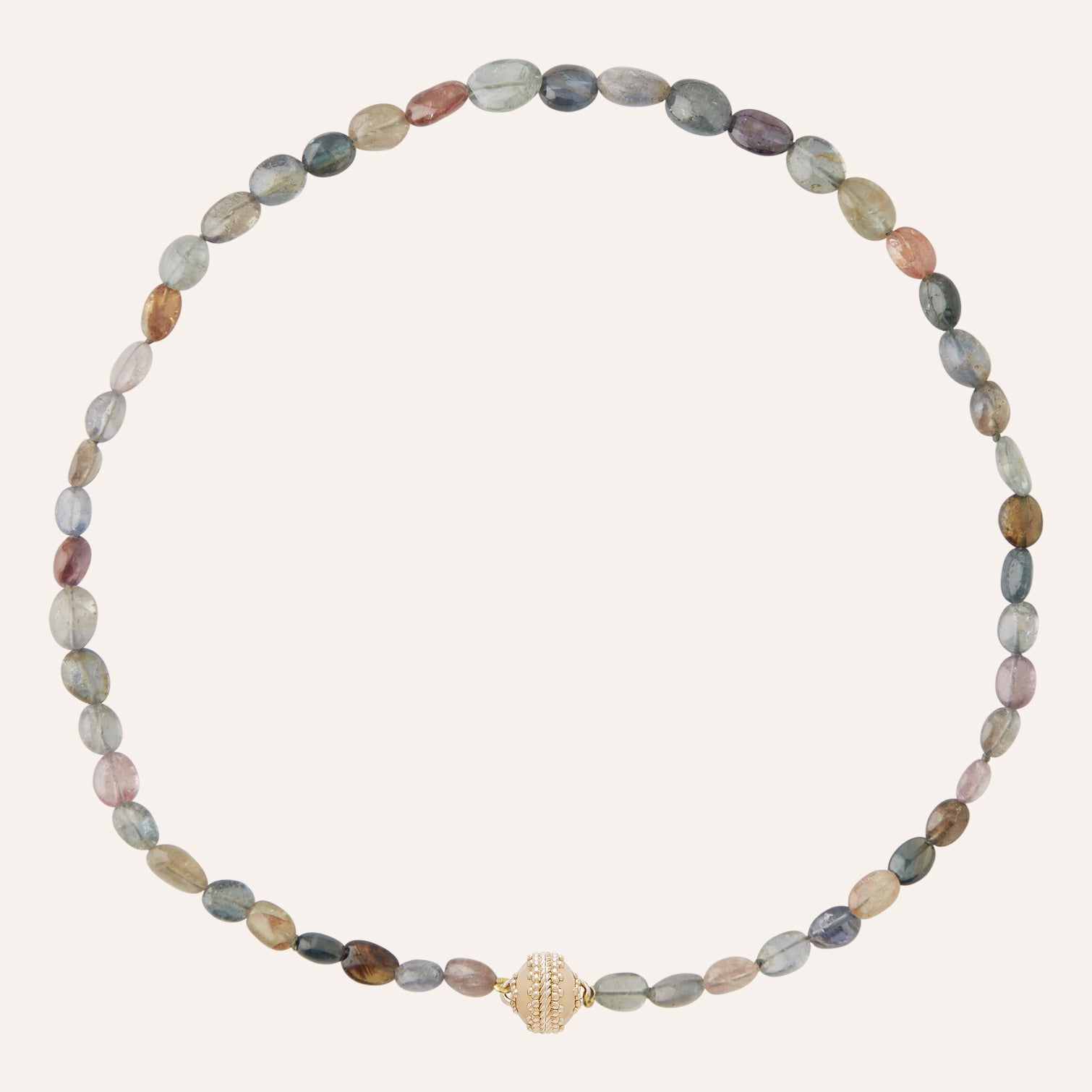 Multicolor Dark Sapphire Graduated Tumbled Beaded Mini Necklace
