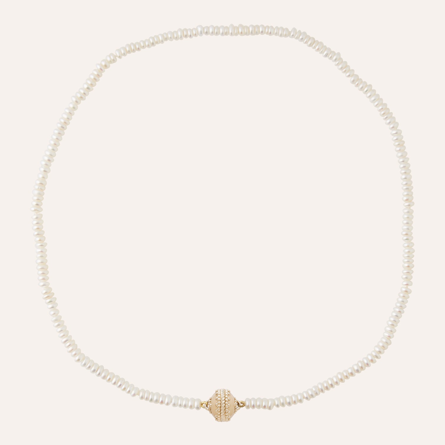 White Freshwater Button Pearl Mini Necklace