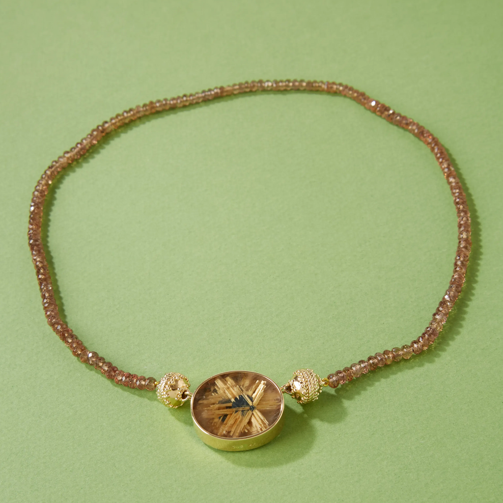 Brown Garnet Faceted Rondelle Mini Necklace