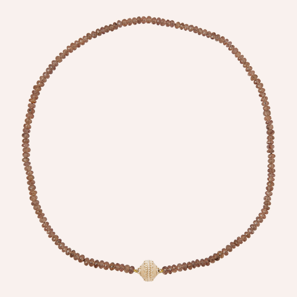 Brown Garnet Faceted Rondelle Mini Necklace