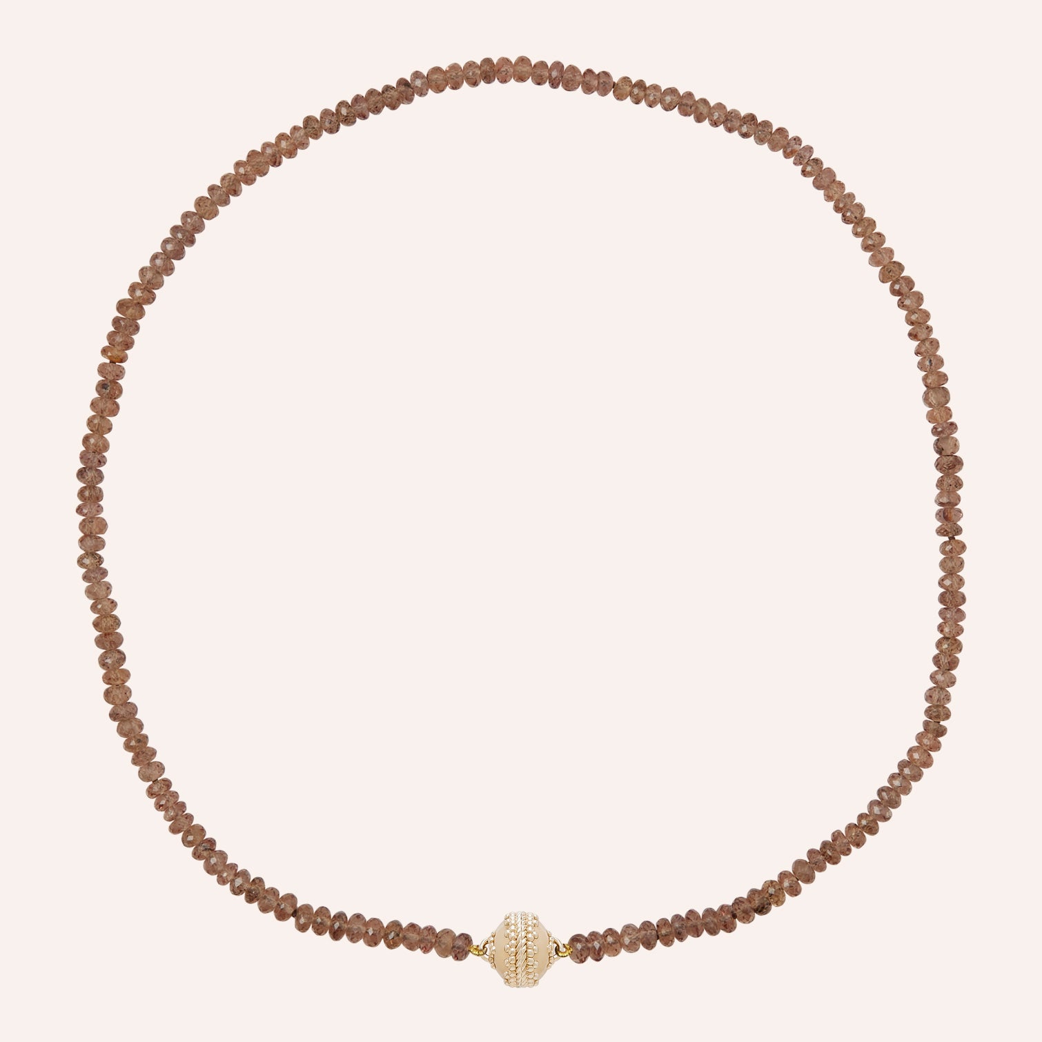 Brown Garnet Faceted Rondelle Mini Necklace