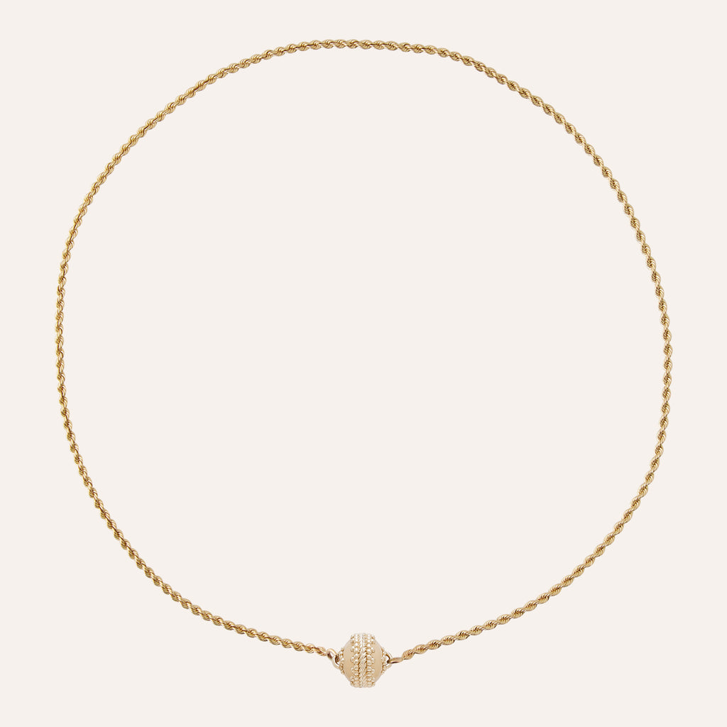 Vintage 14K Yellow Gold Rope Chain Mini Necklace