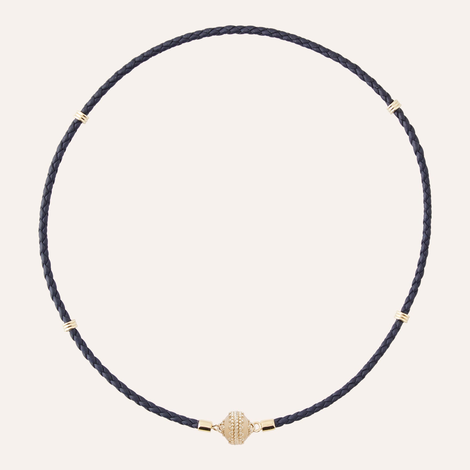 Aspen Braided Leather Dark Navy Mini Necklace