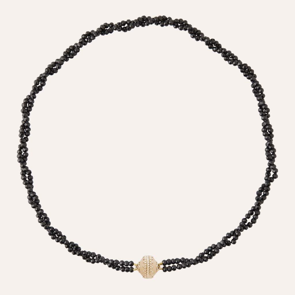 Michel Spinel Black Faceted 3mm Rhondelle Double Strand Mini Necklace