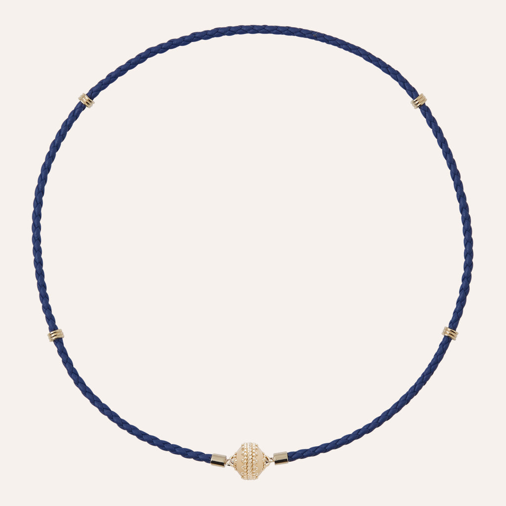 Aspen Braided Azure Leather Mini Necklace
