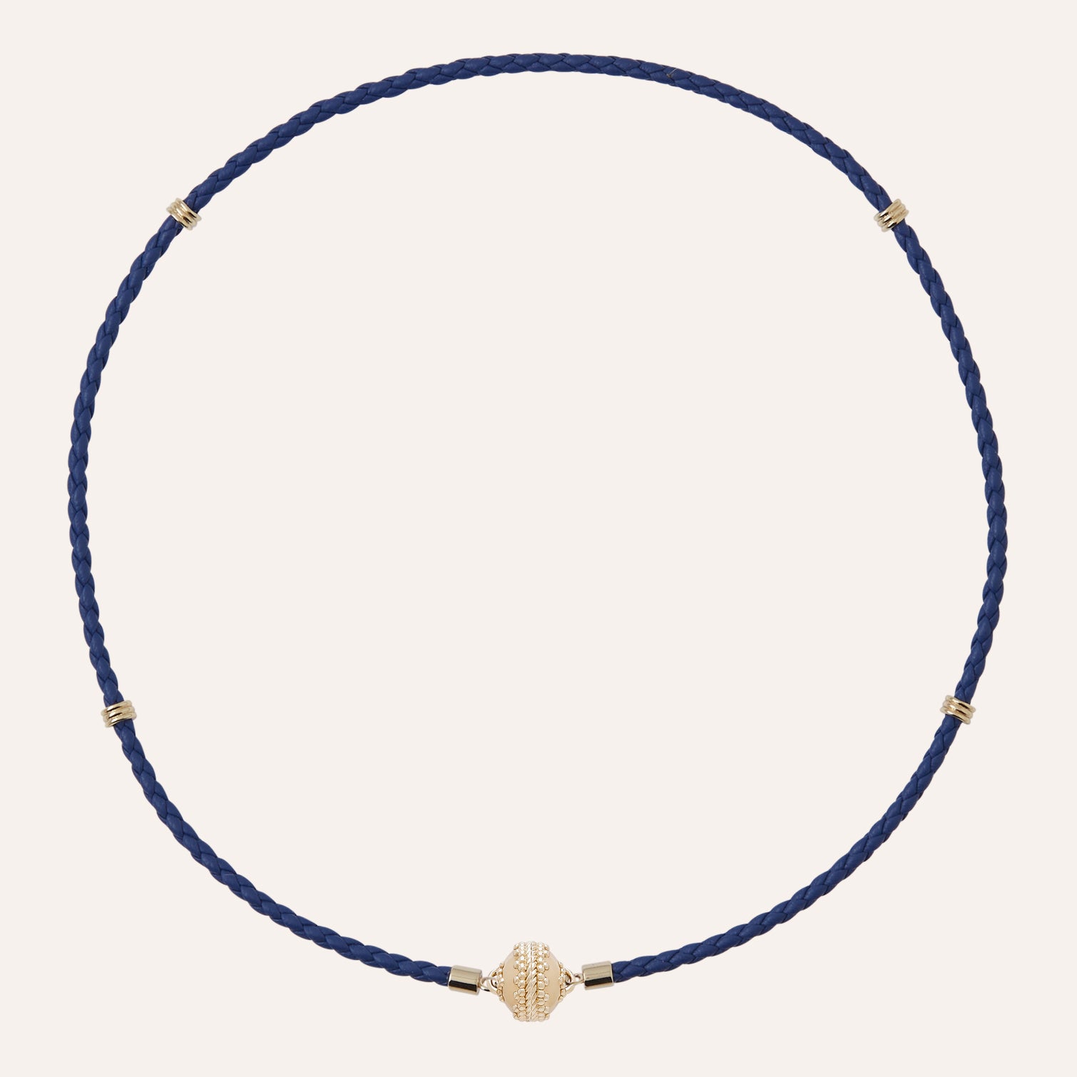 Aspen Braided Azure Leather Mini Necklace