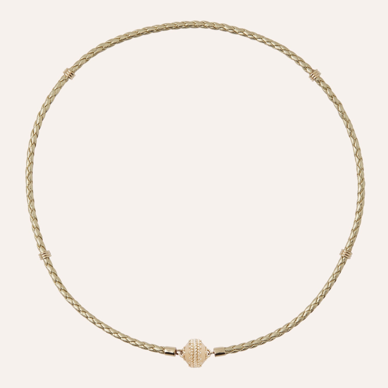 Aspen Braided Leather Gold Mini Necklace