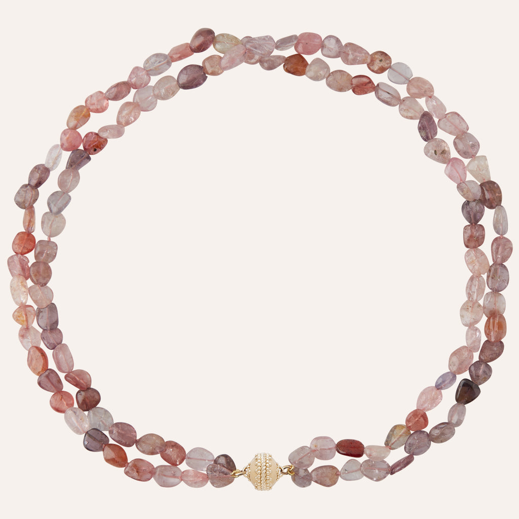 Double Strand Pink Spinel Ombre Mini Necklace