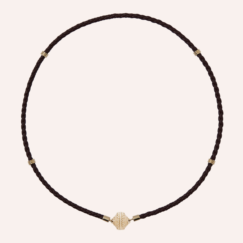 Aspen Braided Leather Plum Mini Necklace
