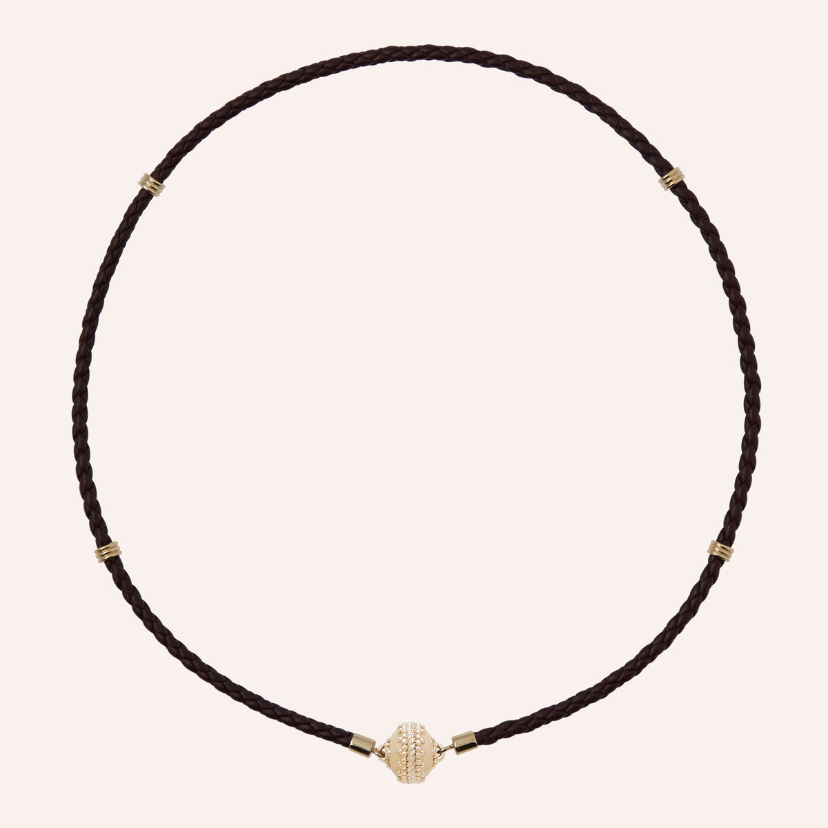 Aspen Braided Leather Plum Mini Necklace