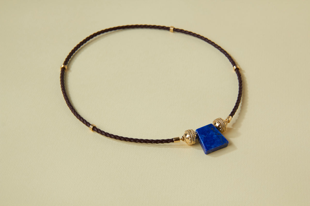 Aspen Braided Leather Plum Mini Necklace