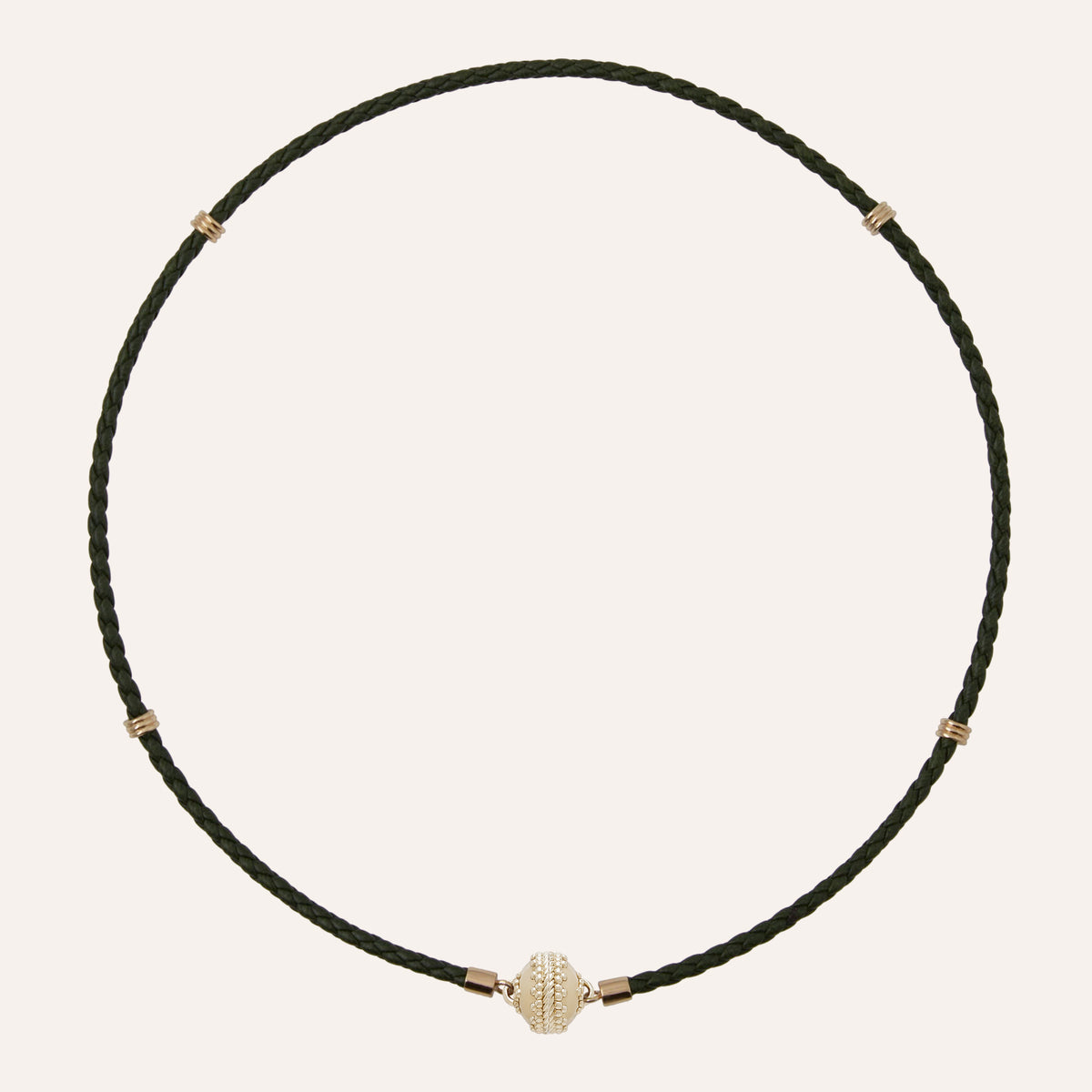 Aspen Braided Leather Forest Green Mini Necklace