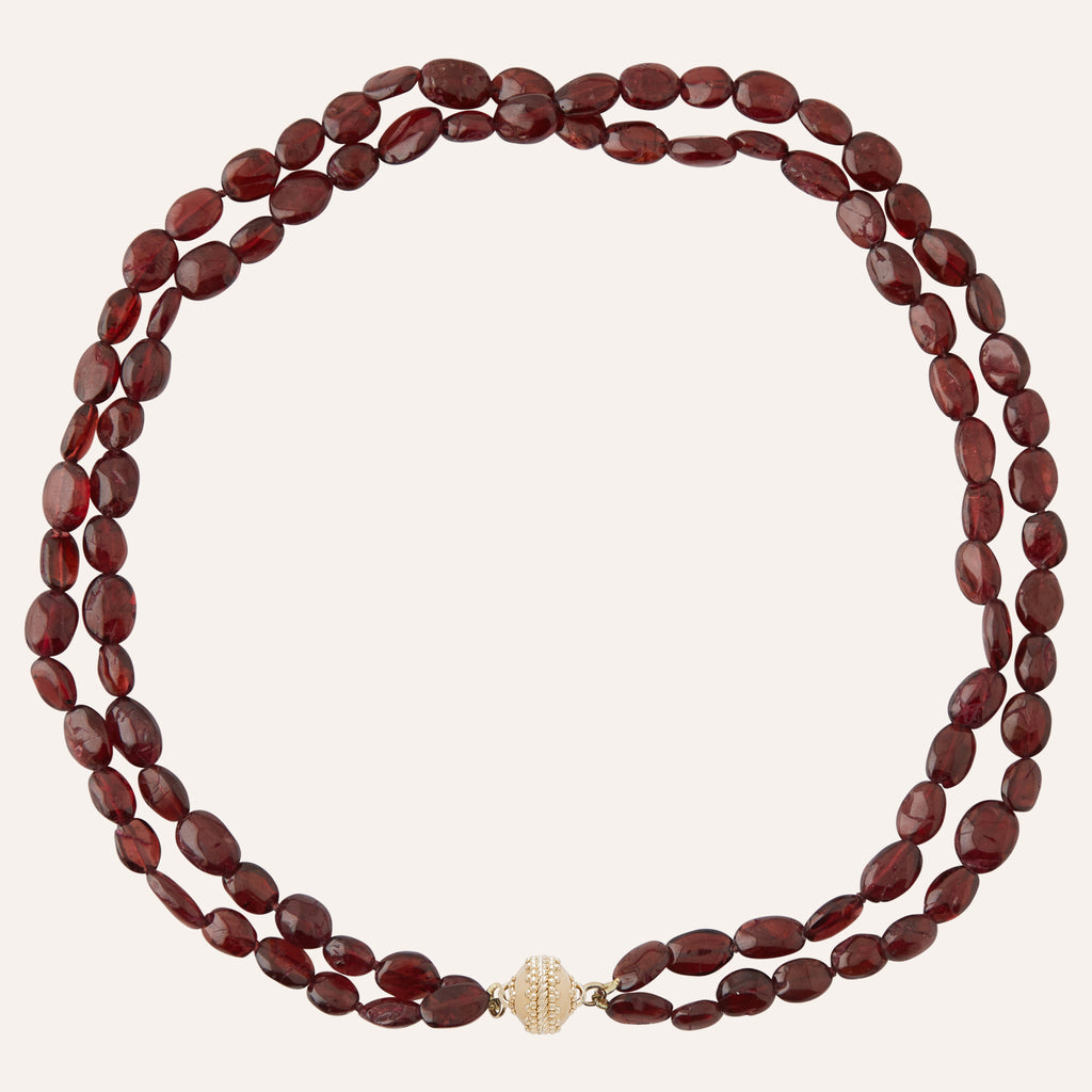 Red Tumbled Garnet Double-Strand Mini Necklace