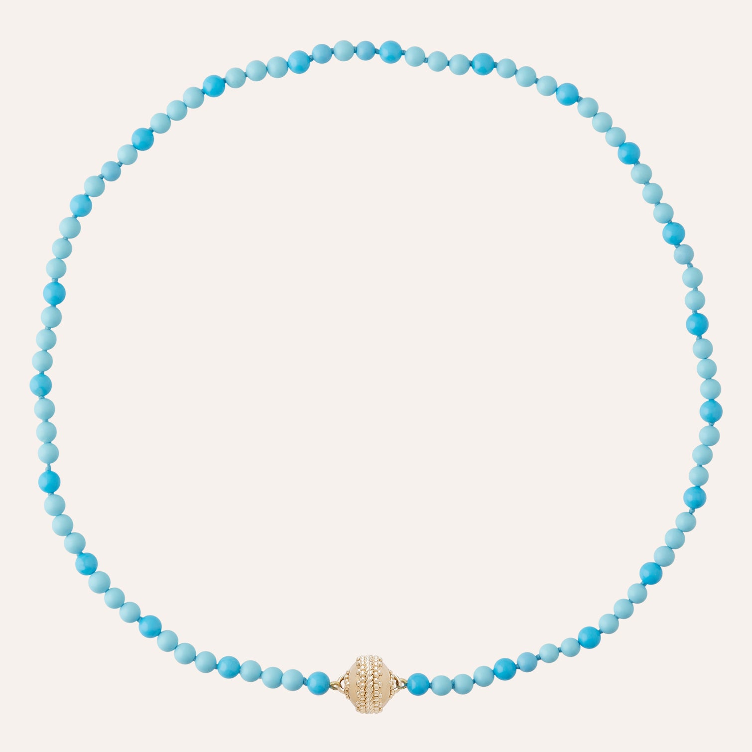 Victoire Sleeping Beauty and Reconstituted Turquoise Round Beaded Mini Necklace