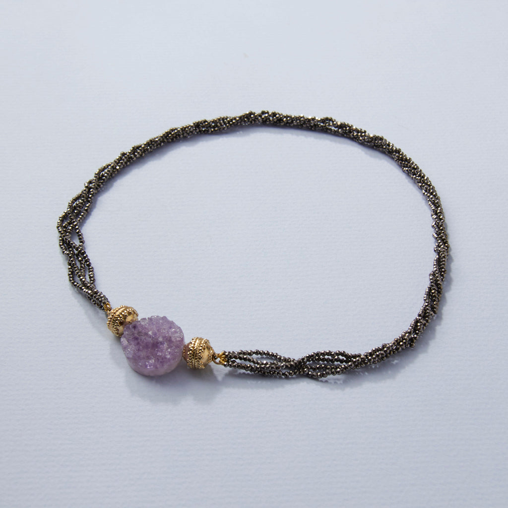 Purple Amethyst Druzy Round Mini Centerpiece