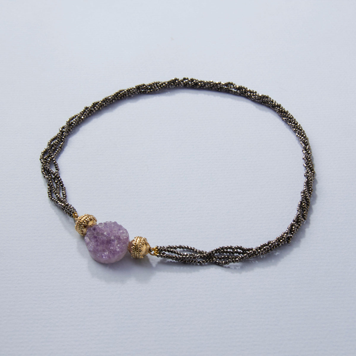Purple Amethyst Druzy Round Mini Centerpiece
