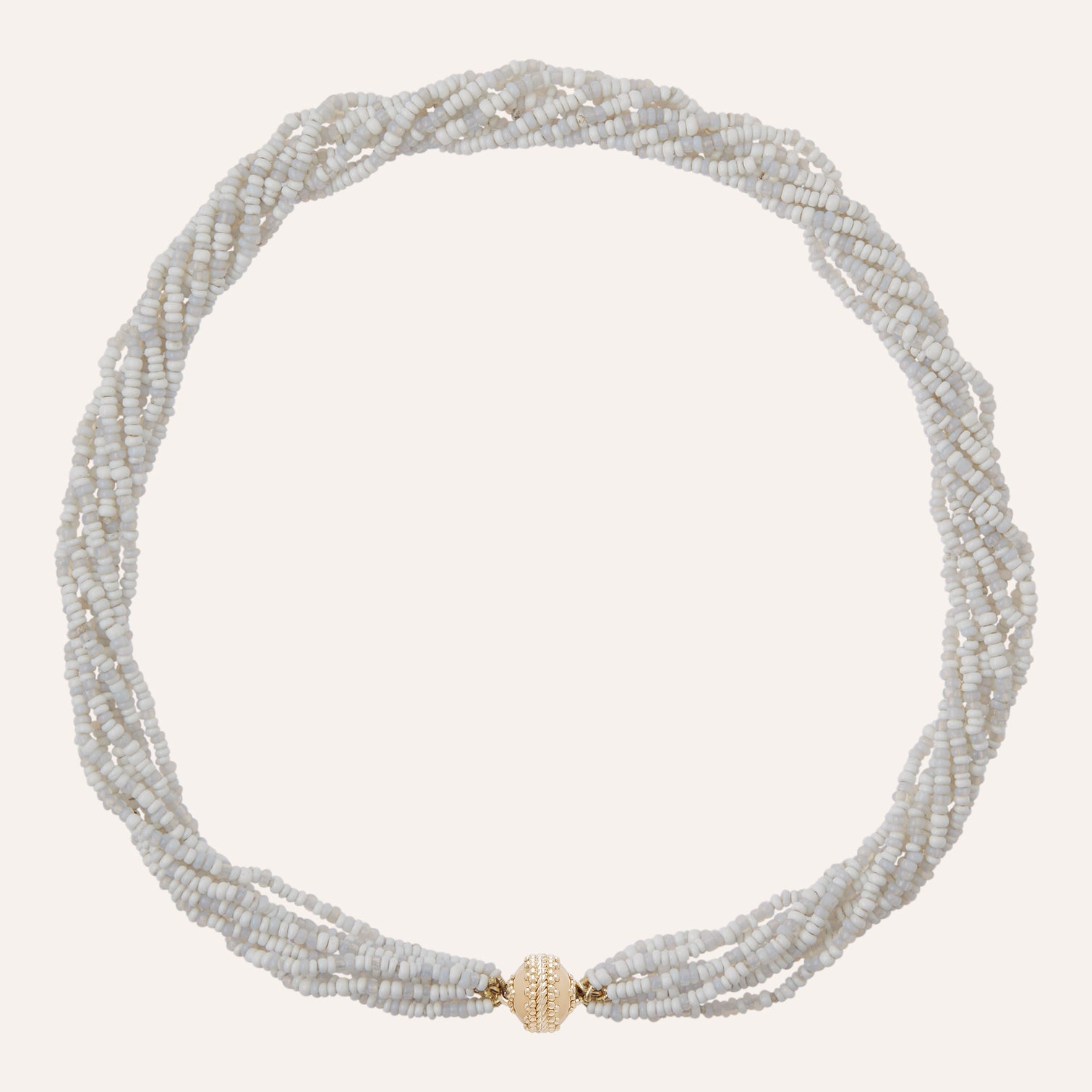 Multistrand Mixed White and Iridescent African Glass Mini Necklace