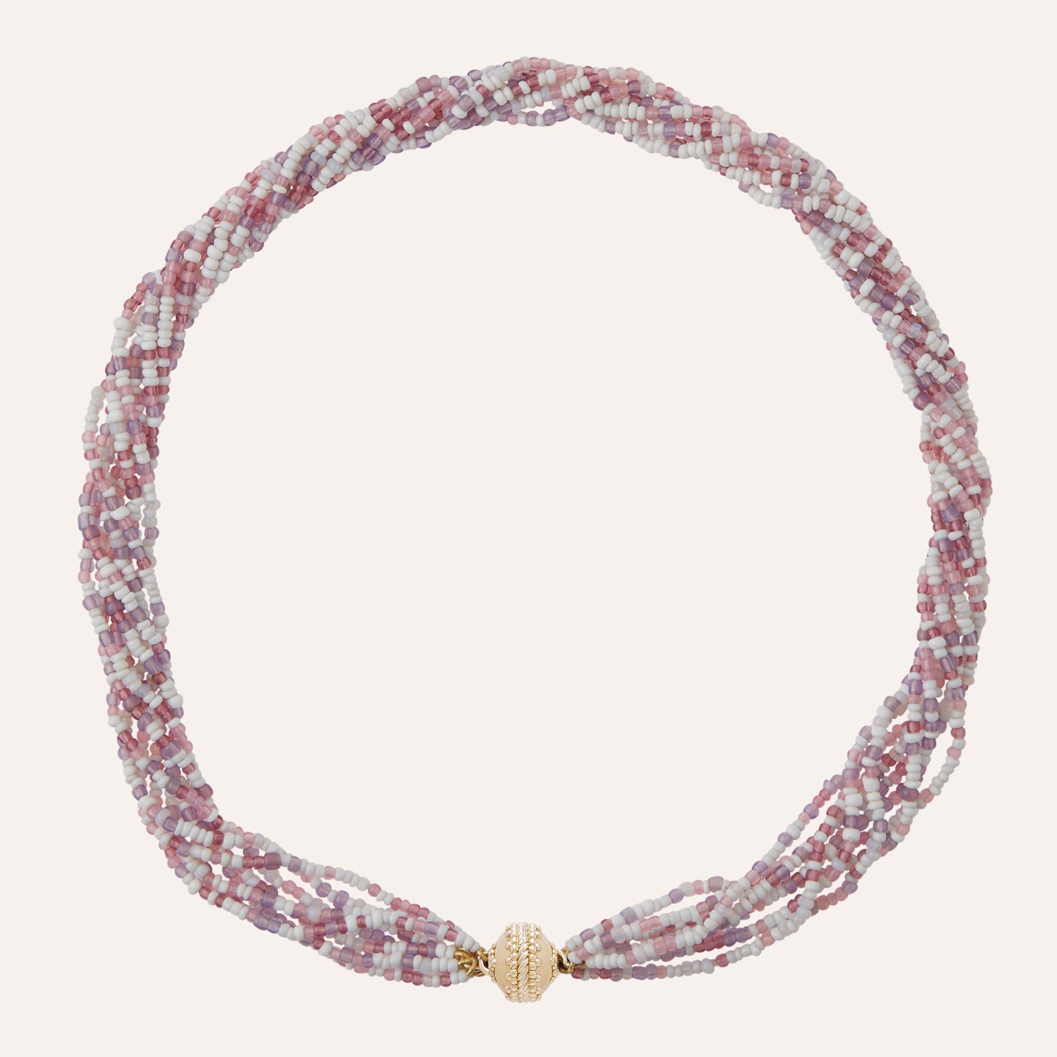 Mixed White and Purple African Glass Multi-Strand Mini Necklace