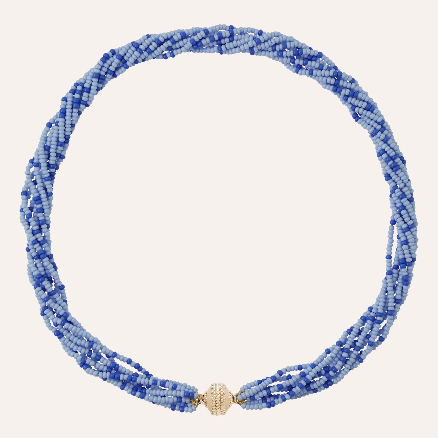 Multi-Strand Mixed Blue African Glass Bead Mini Necklace