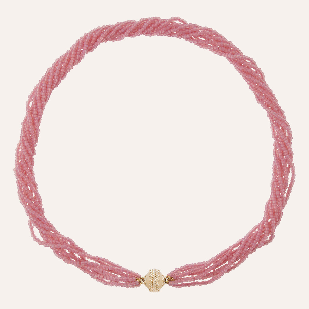 Multi-Strand Pink African Glass Bead Mini Necklace