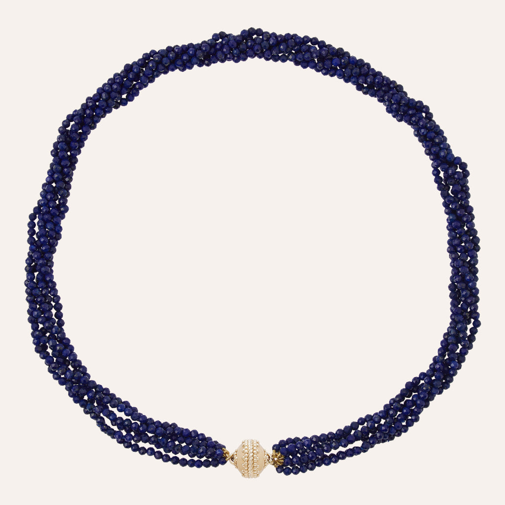 Michel Multi-Strand Blue Lapis Faceted Bead Mini Necklace