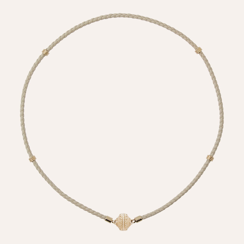 Aspen Braided Leather Cream Necklace