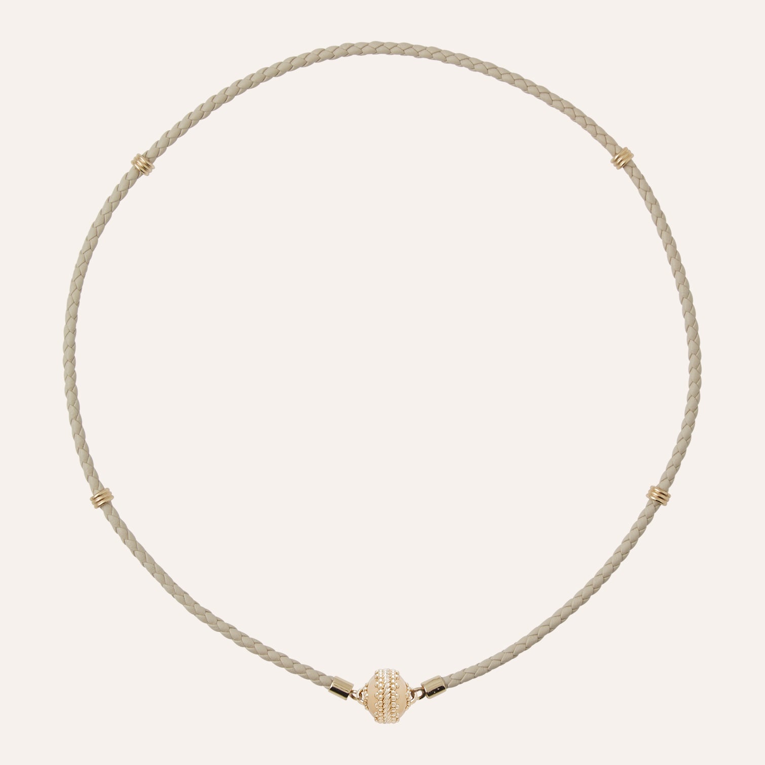 Aspen Braided Leather Cream Necklace