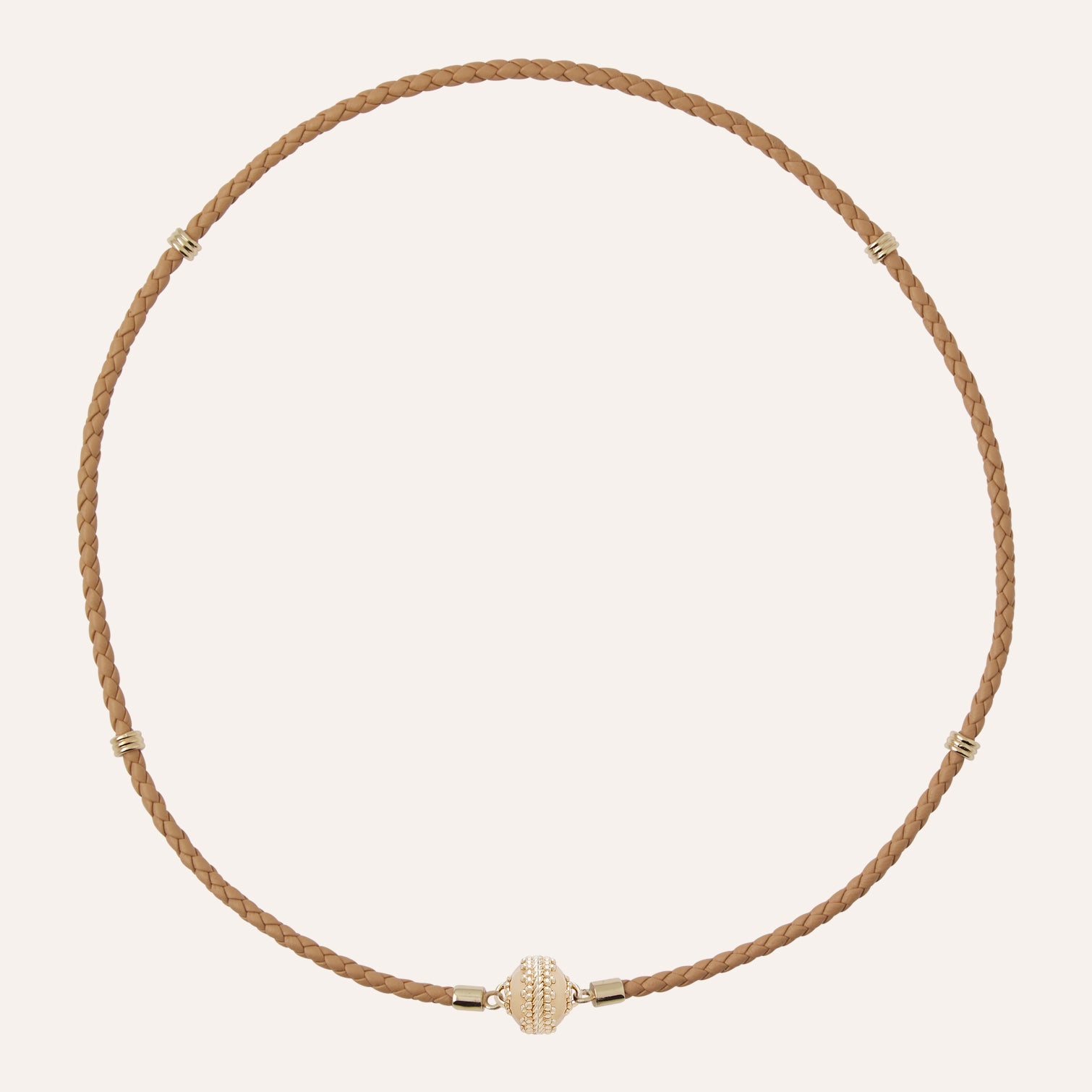 Aspen Braided Leather Hazelnut Mini Necklace