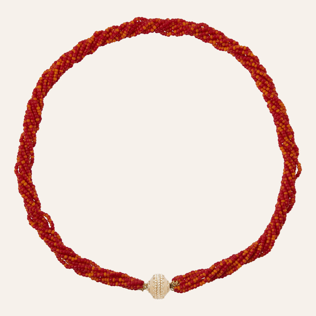 Sunset Red Ivory Coast Glass Multi-Strand Mini Necklace