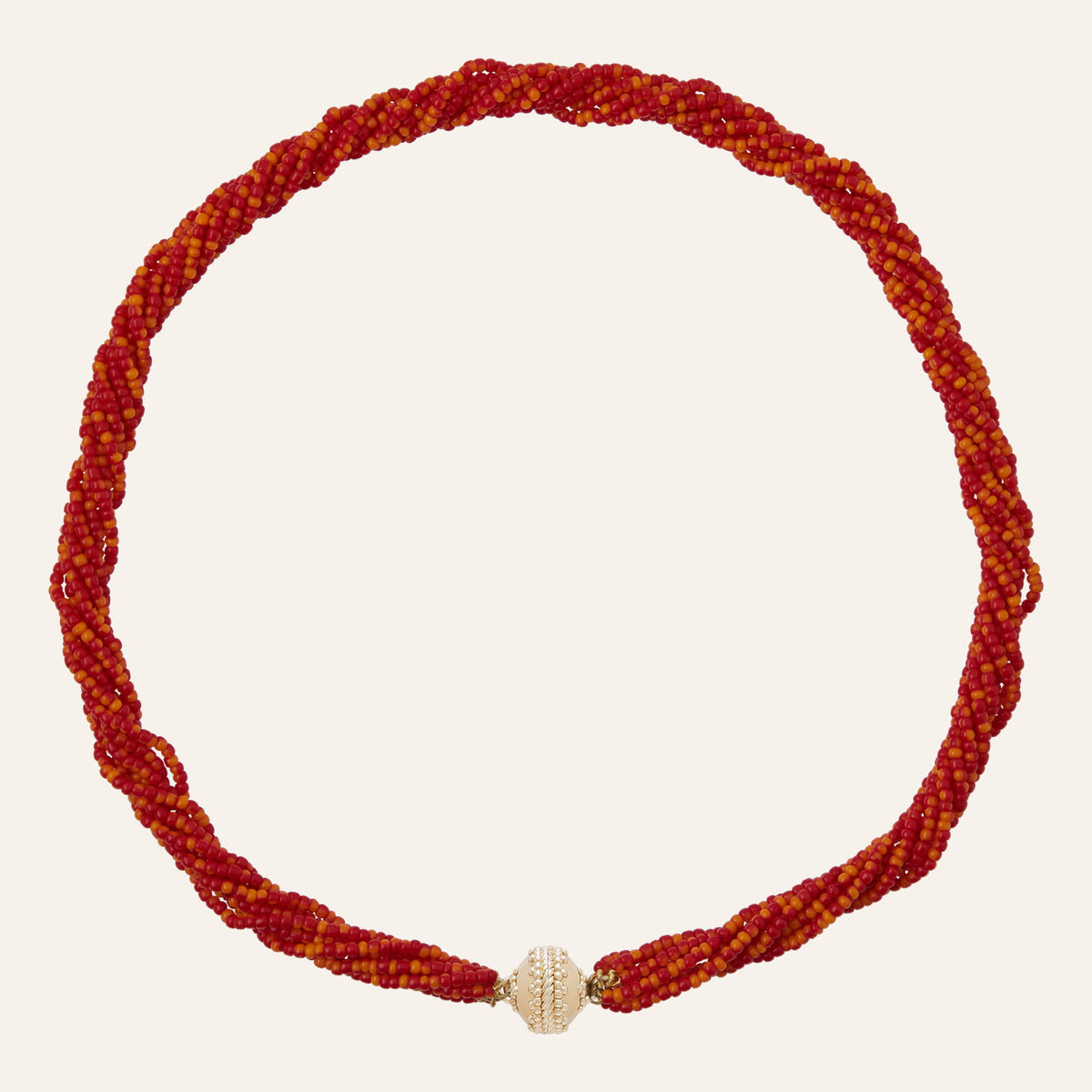 Sunset Red Ivory Coast Glass Multi-Strand Mini Necklace