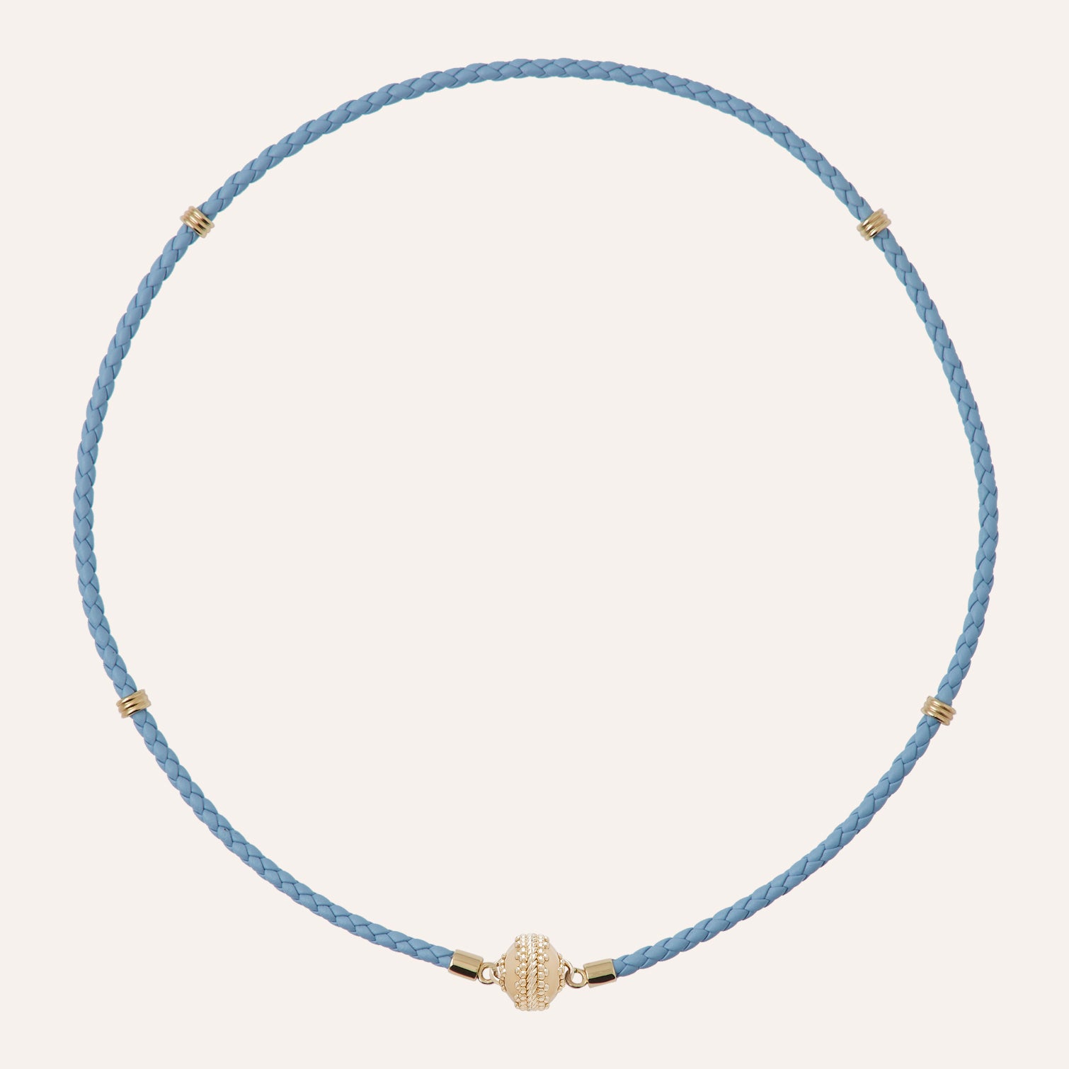 Aspen Braided Wedgewood Blue Mini Leather Necklace